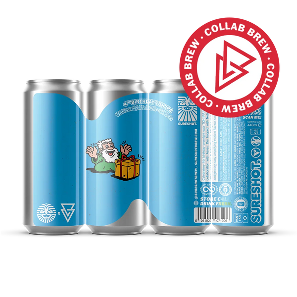 Sureshot x Azvex - 4th Birthday TDH IPA - TDH Overnight Oats IPA - 6.5% - 440ml Can