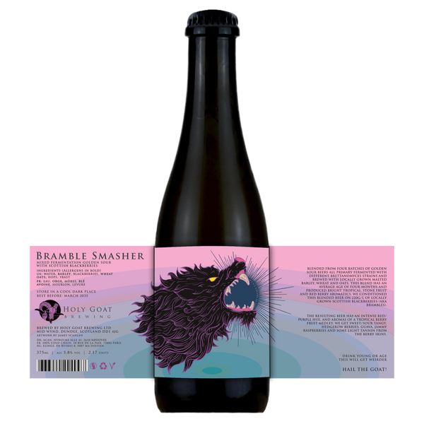 Holy Goat - Bramble Smasher - Mixed Fermentation Golden Sour With Scottish Blackberries - 5.8% - 375ml Bottle