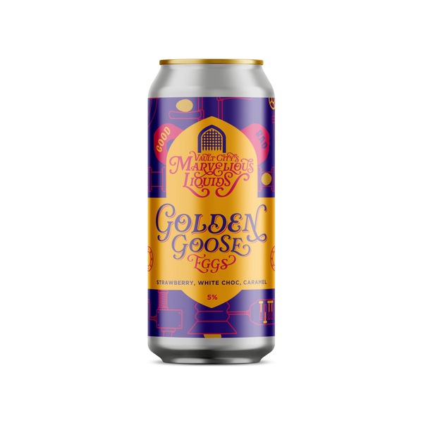 Vault City - Marvellous Liquids: Golden Goose Eggs - Strawberry, White Chocolate, Caramel Sour - 5% - 440ml Can