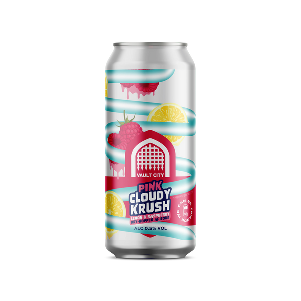 Vault City x We Can Be Friends - Pink Cloudy Krush - Lemon & Raspberry Dry-Hopped AF Sour - Alcohol-Free Sour - 0.5% - 440ml Can