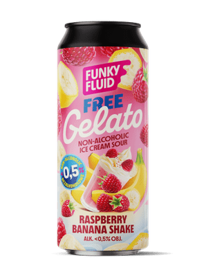 Funky Fluid - Free Gelato: Raspberry & Banana Shake - Alcohol-Free Ice Cream Sour - 0.5% - 500ml can