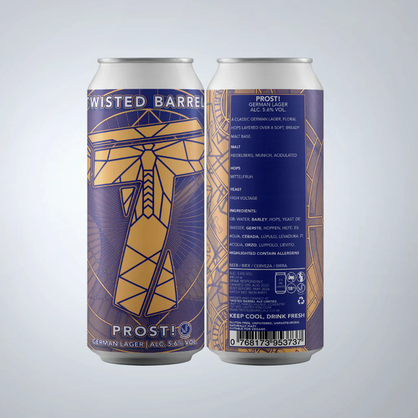 Twisted Barrel - Prost - German Lager - 5.6% - 440ml Can.