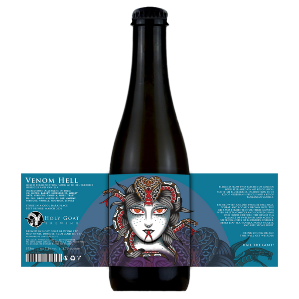 Holy Goat - Venom Hell - Mixed Ferm Sour with Blueberries, Hibiscus and Vanilla - 7.2% - 375ml Bottle